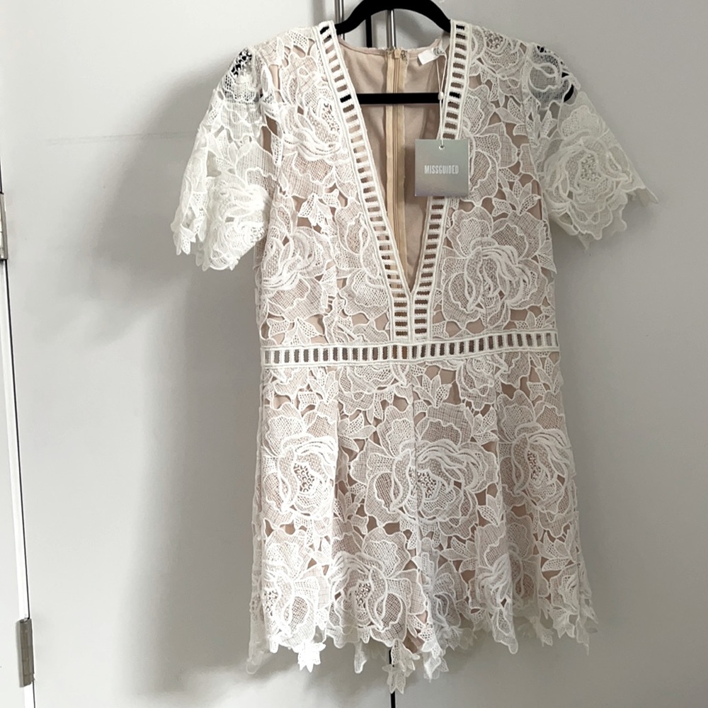 Missguided Lace Ladder Playsuit